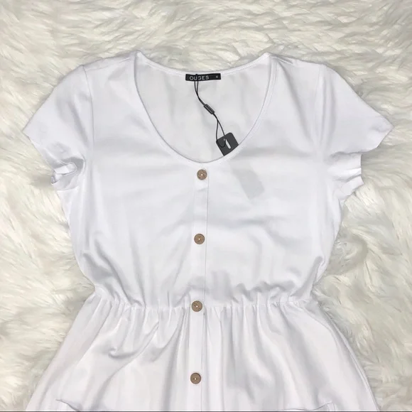 NEW OUGES Women’s V Neck Button Down Dress & Pockets Sz M - Picture 7 of 8